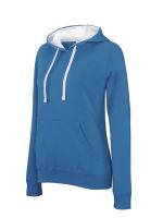 LADIES’ CONTRAST Kapucnis felső SWEATSHIRT Tropical Blue/White